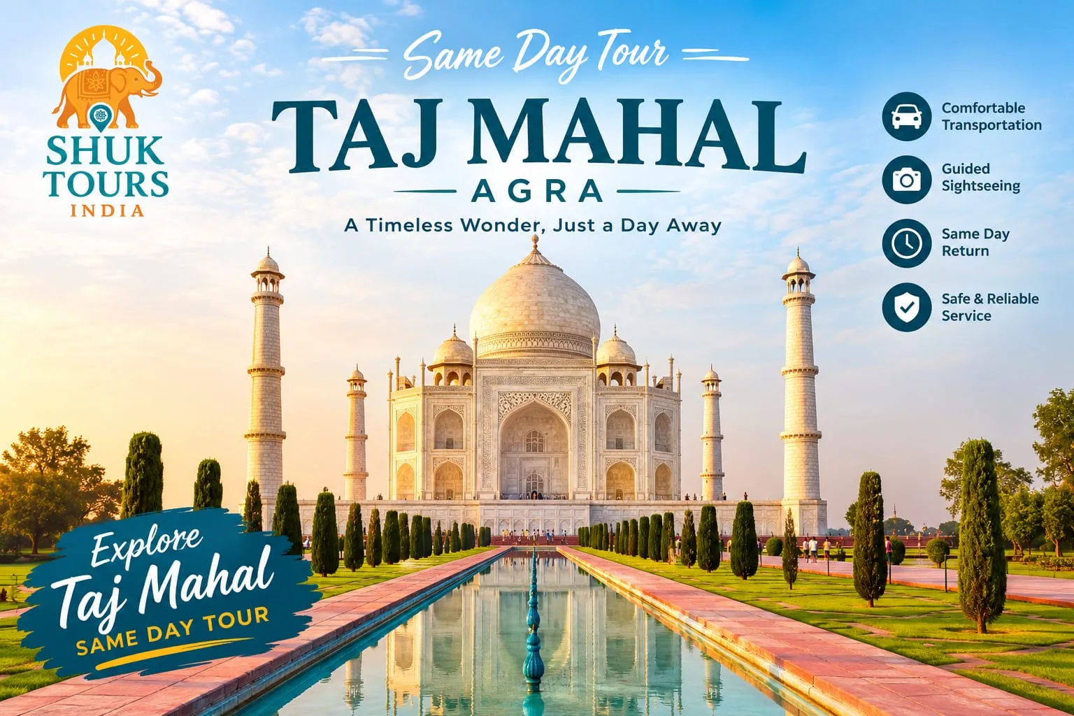 Luxury Taj Mahal Tour by Car from Delhi
